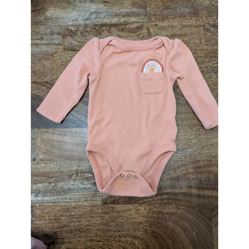 Girls Bundle Lot 4pc Romper One Piece Baby 0-3 Months Modern Rainbow Feather EUC